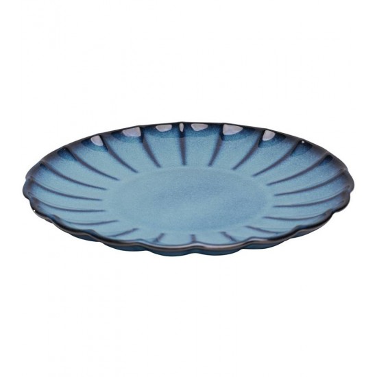 Prato 27cm Raso De Cerâmica Scallop Azul  